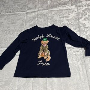 Ralph Lauren Kids Navy Long Sleeve Tee with Dog